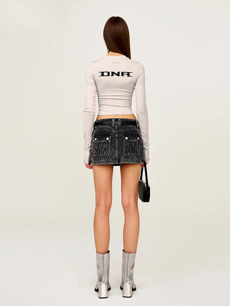 Large Pocket Mid to High Rise Hip Hugging Midi Skirt