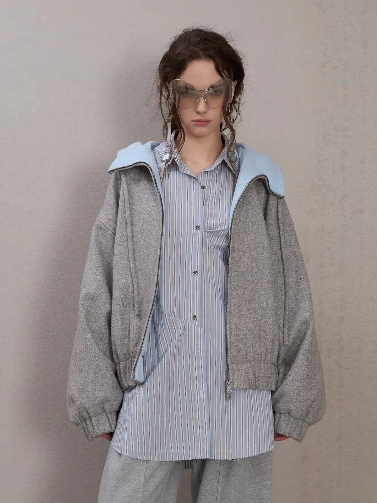 Wool-Blend Hooded Varsity Jacket