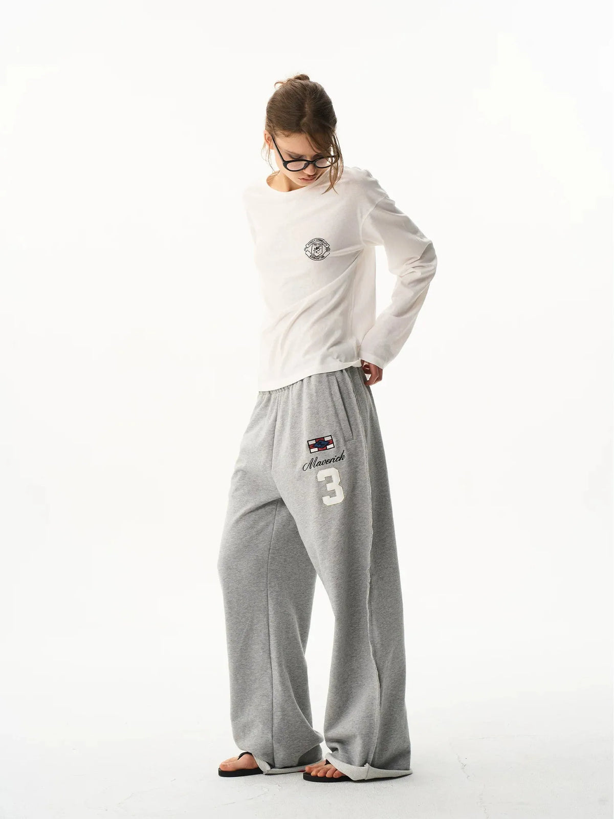 Multi-Color Embroidered Raw-Edge Sweatpants