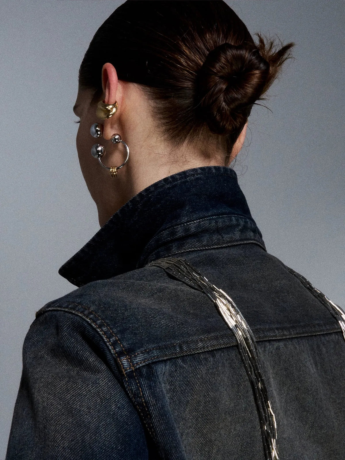 Reconstructed Dual-Tone Metallic Sphere Earrings