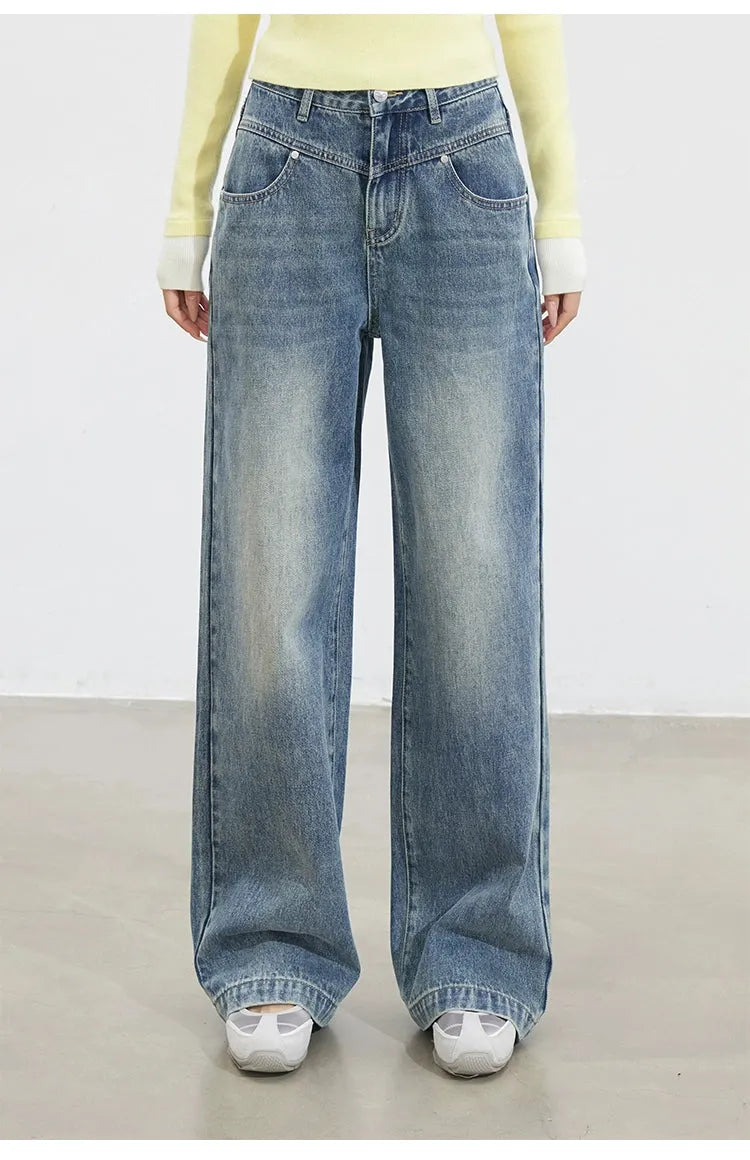 Vintage Washed Wide-Leg Jeans