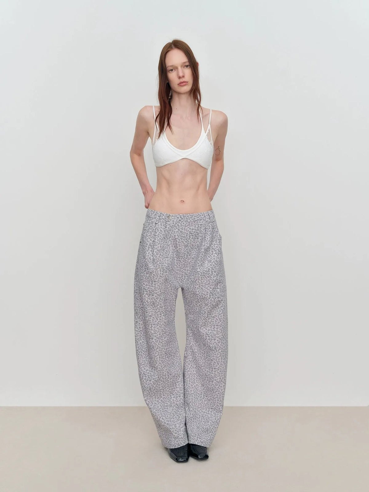 Low-Rise Drop-Crotch Loose Wide-Leg Pants