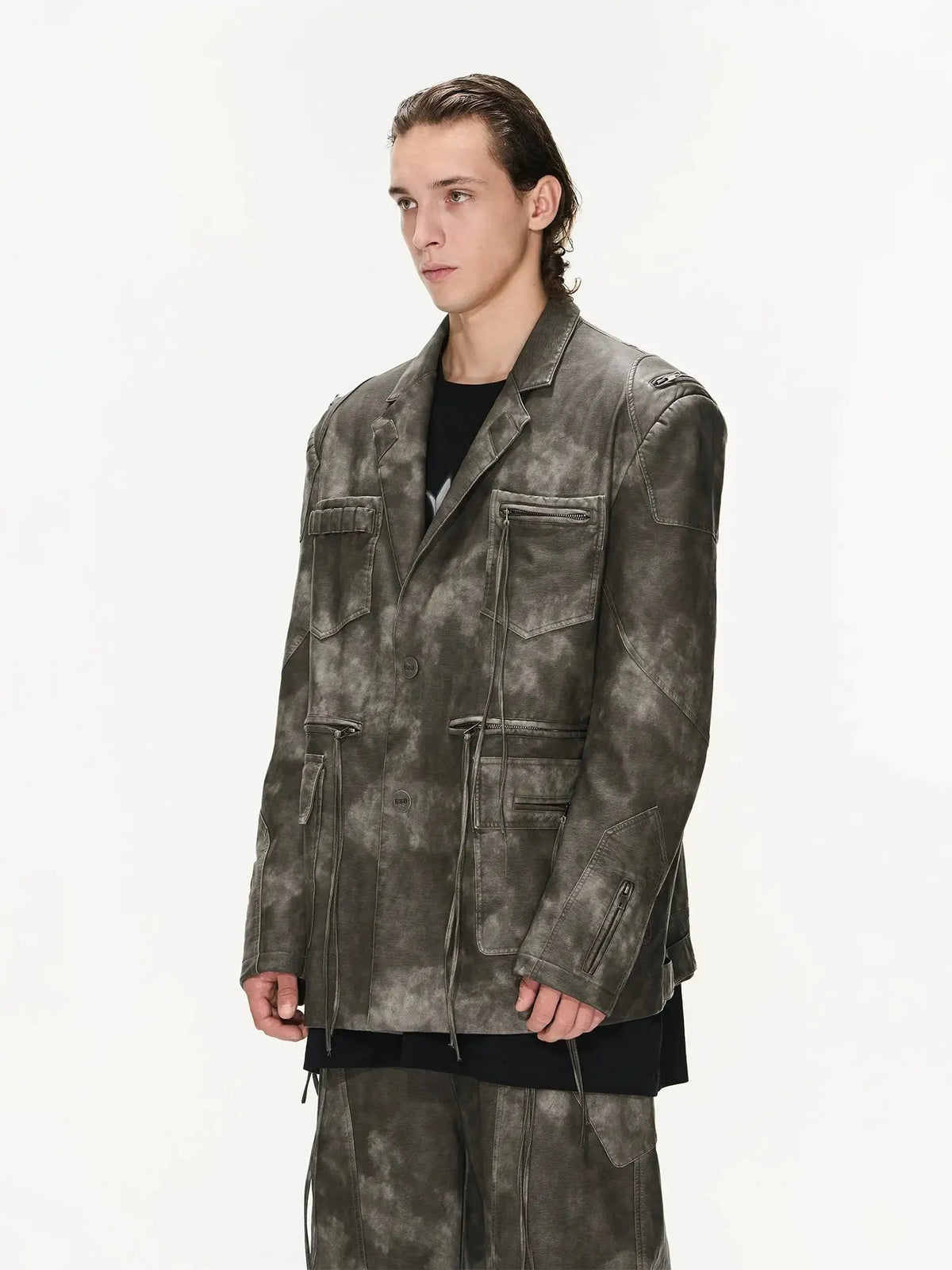 Washed Leather Loose-Fit Blazer