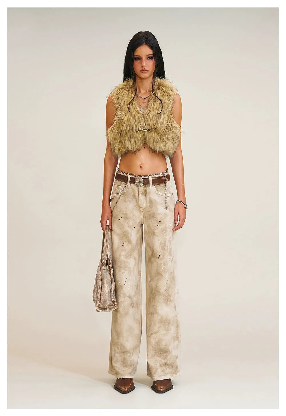 Wild Diamond Handcrafted Wide-Leg Denim Pants