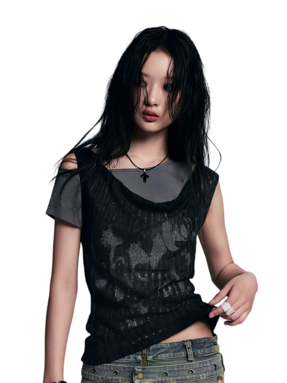 Punk Graffiti Layered T‑Shirt