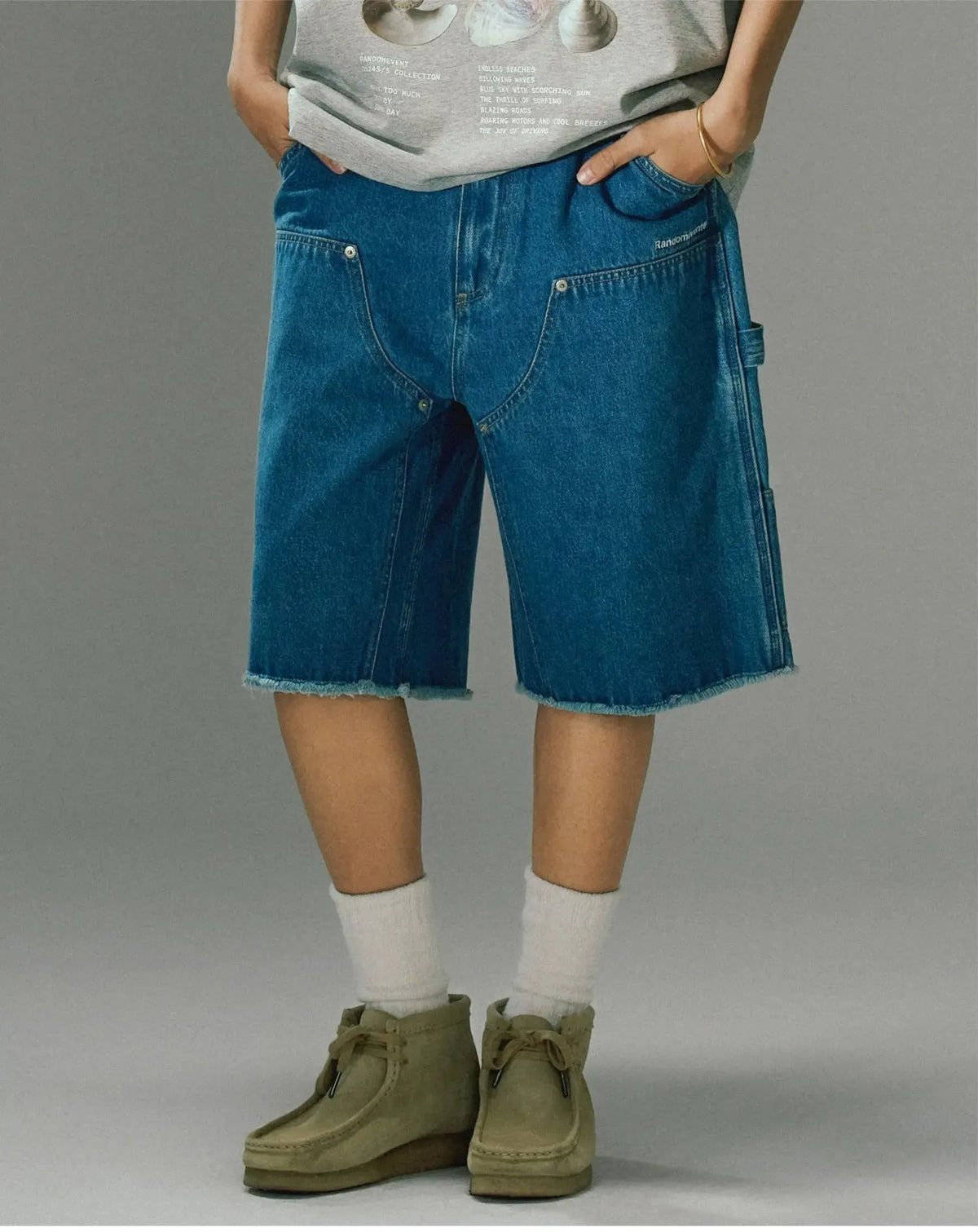 Embroidered Denim Shorts