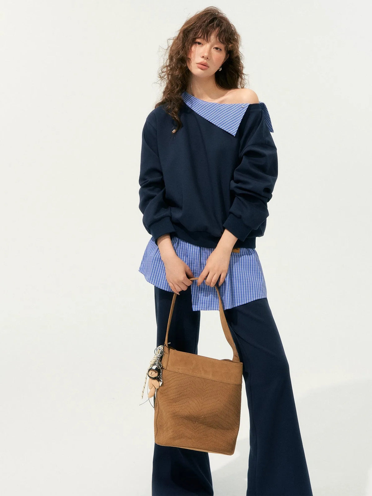 Detachable Spliced Collar Sweatshirt