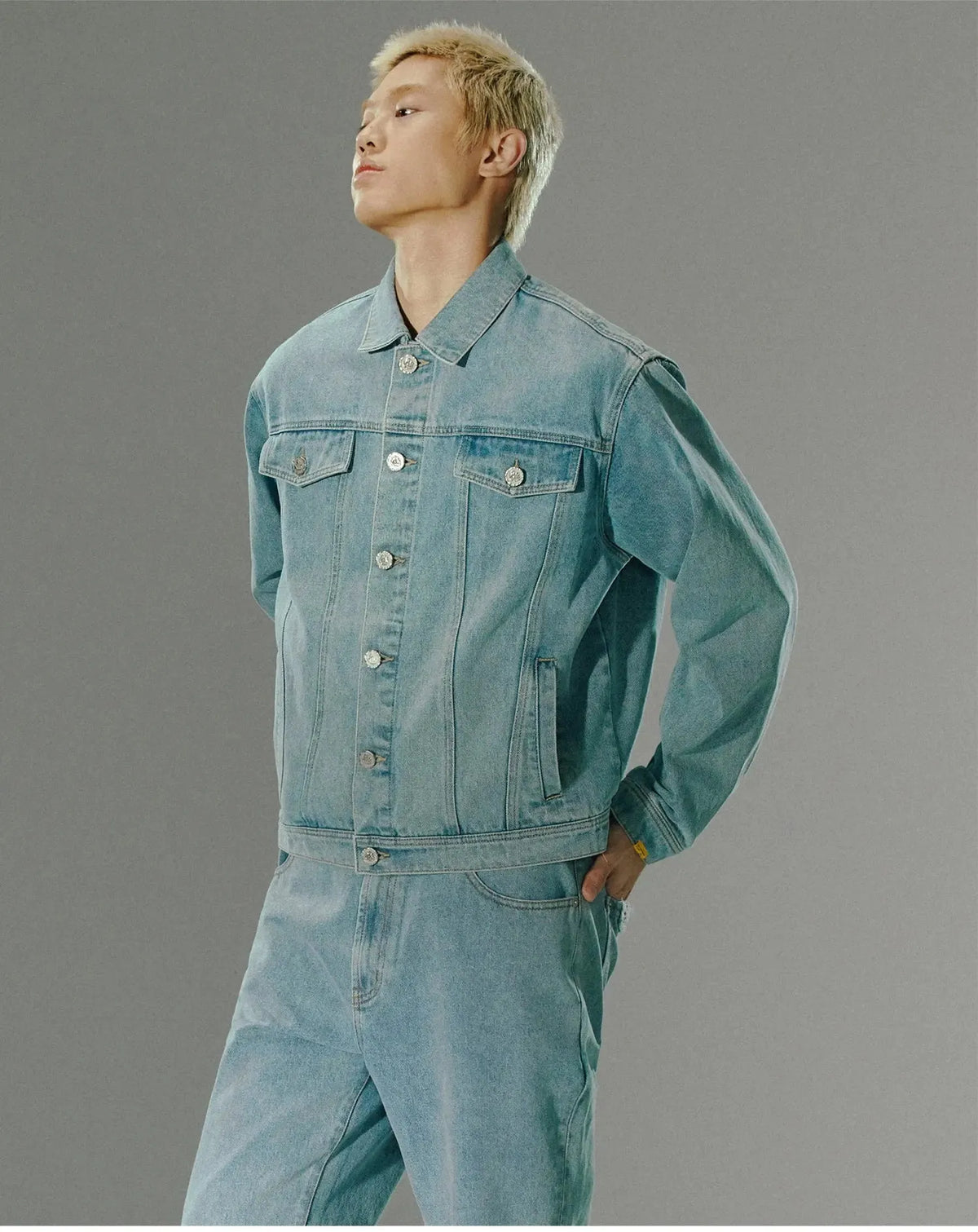 Text Embroidered Denim Jacket