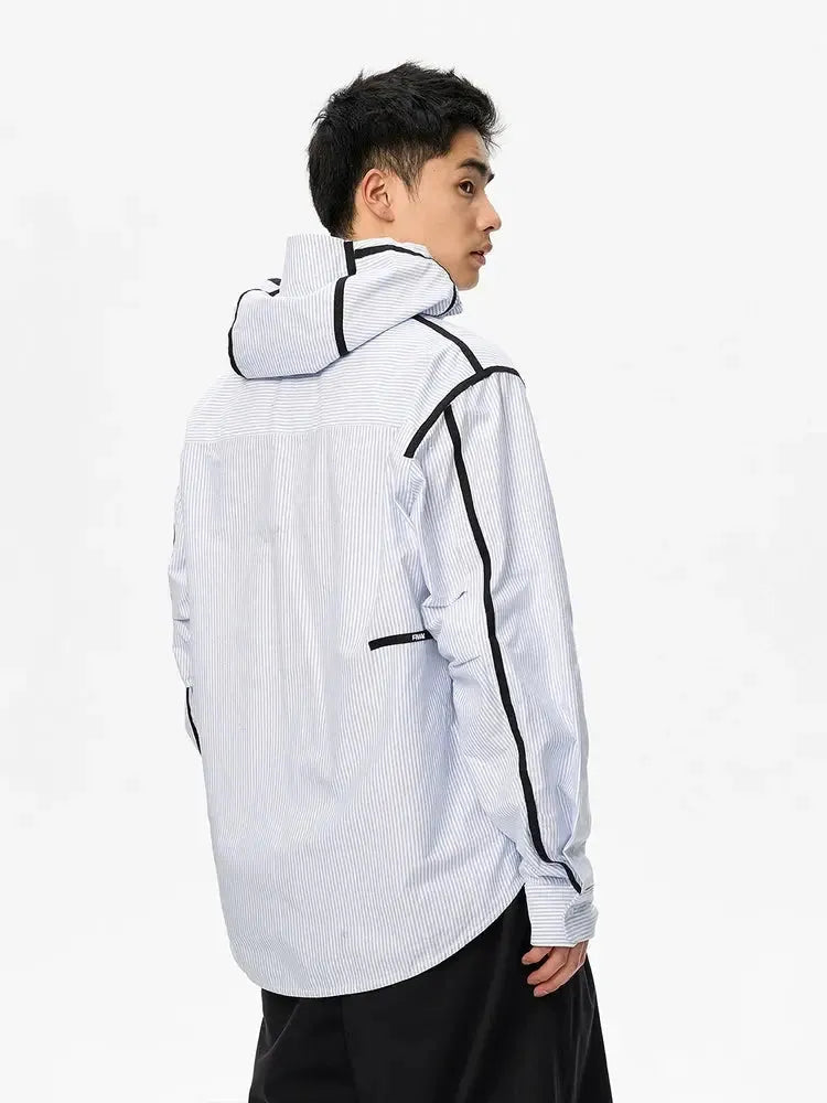 Hooded Striped Shirt Jacket
