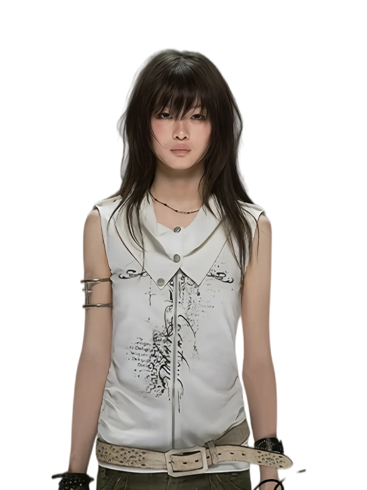 Cross Print Zip Vest