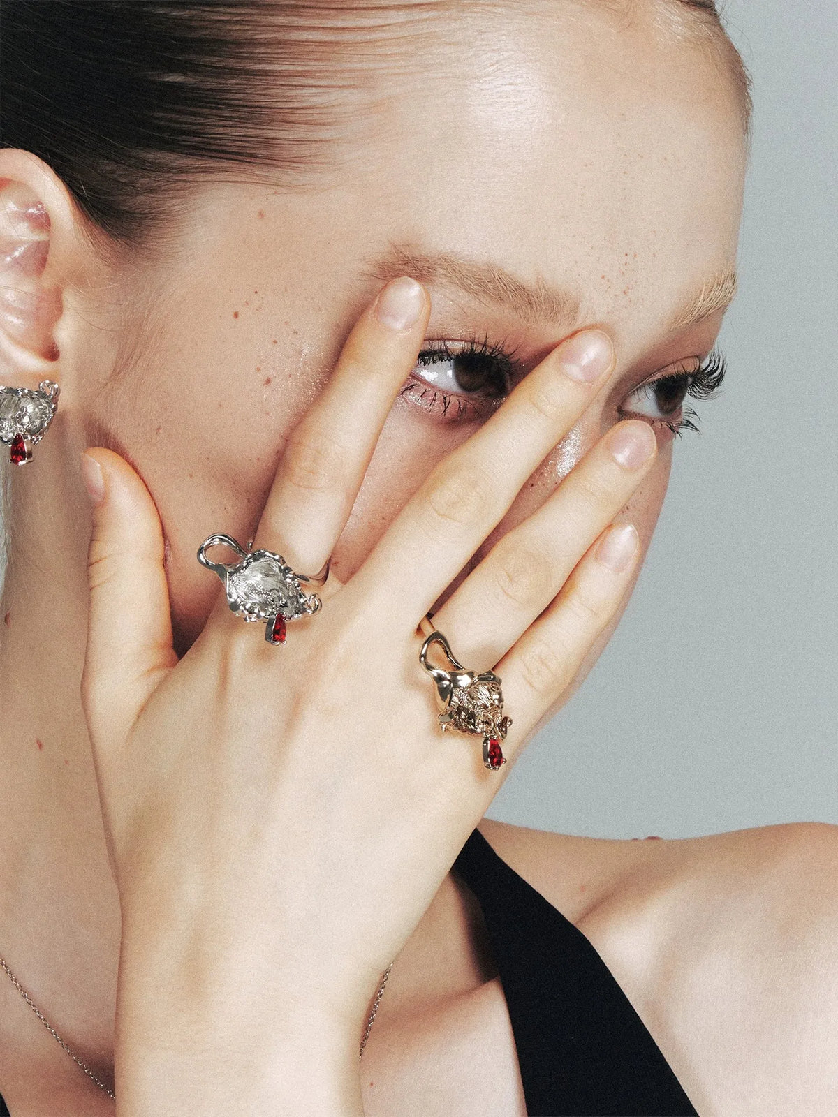 Vintage Floral Teardrop Open Ring