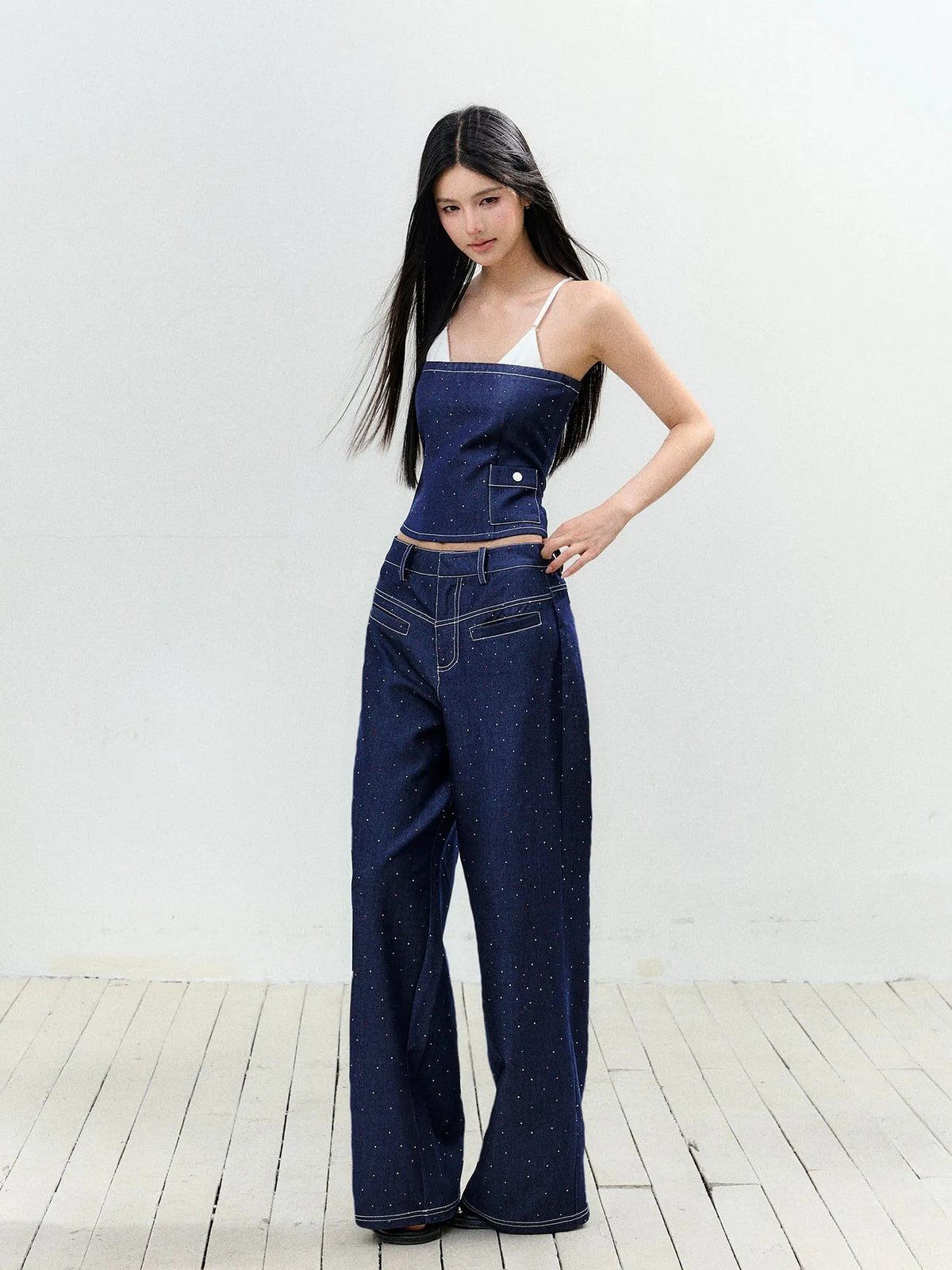 Color-Diamond Color Blocked Chanel - Style Jeans