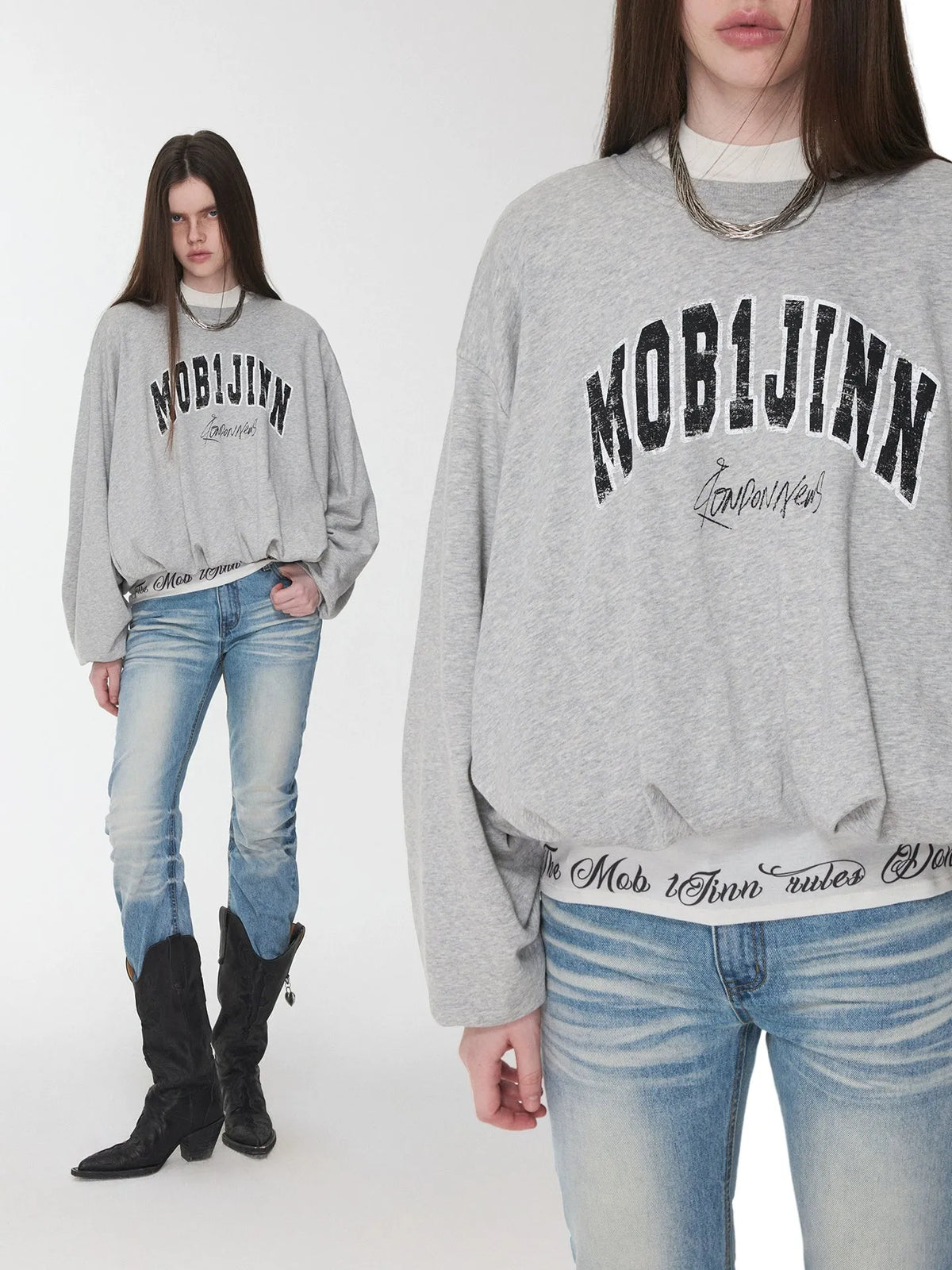 Vintage Letter Print Oversized Sweatshirt