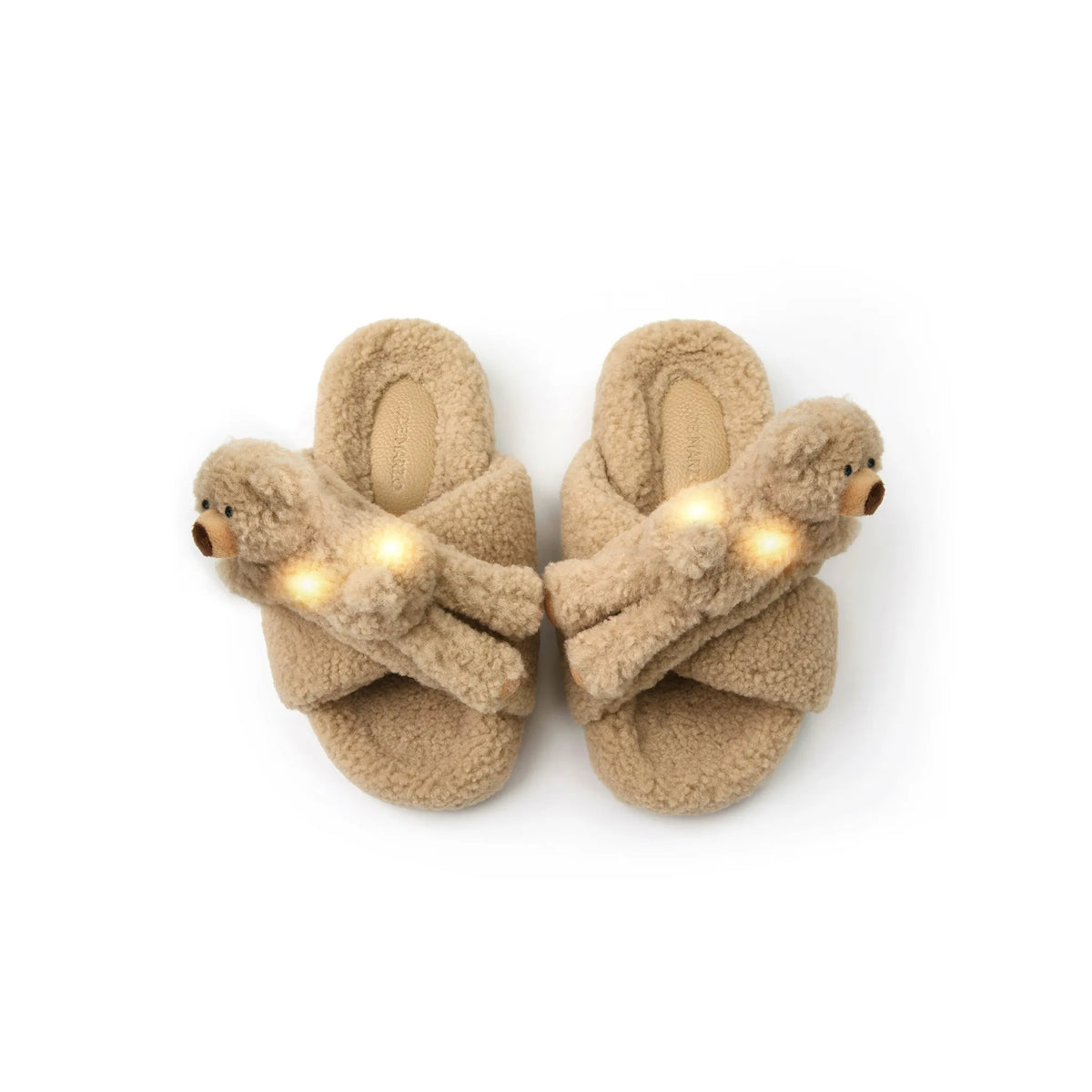 Glow Teddy Cross-Strap Platform Slippers