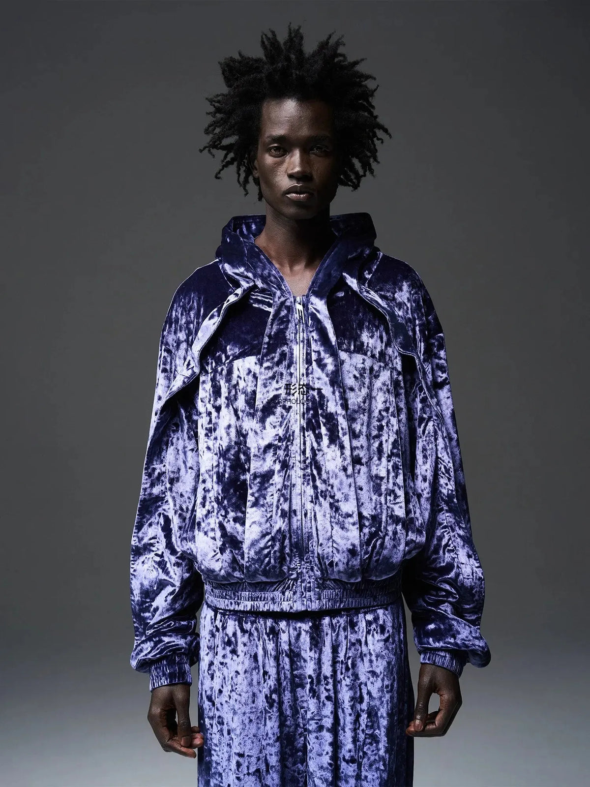 Stand Collar Velvet Hooded Jacket