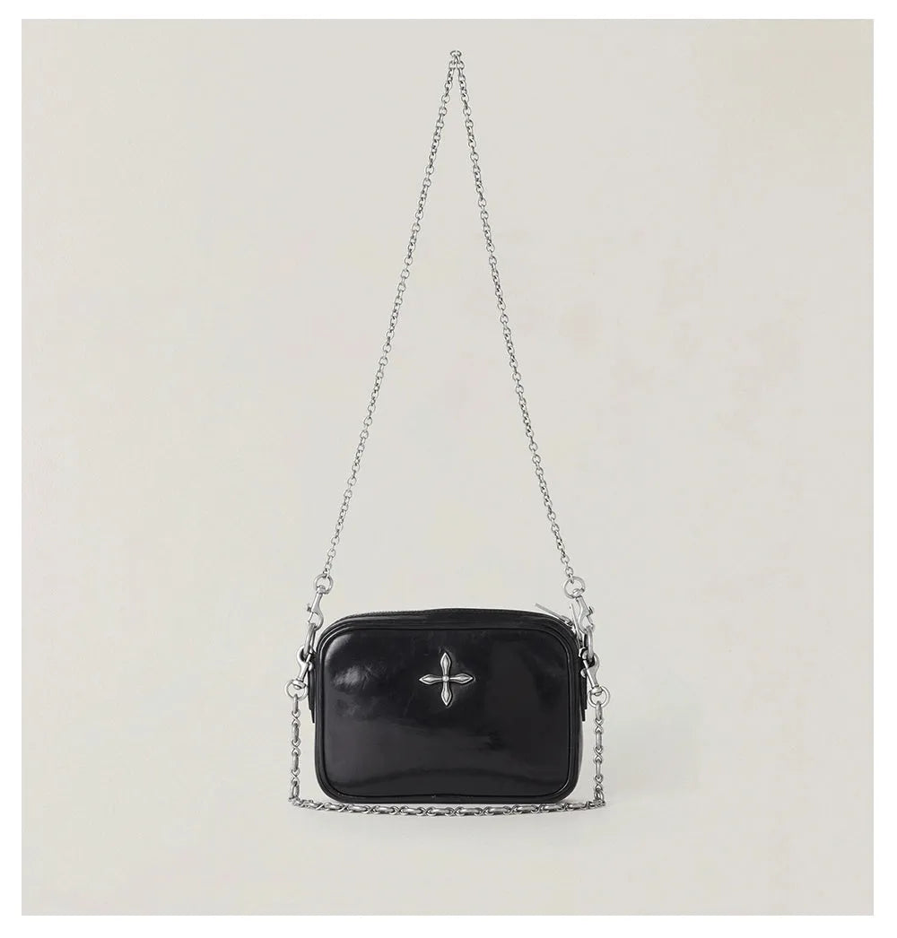 Compass Badge Leather Chain Bag (Small)