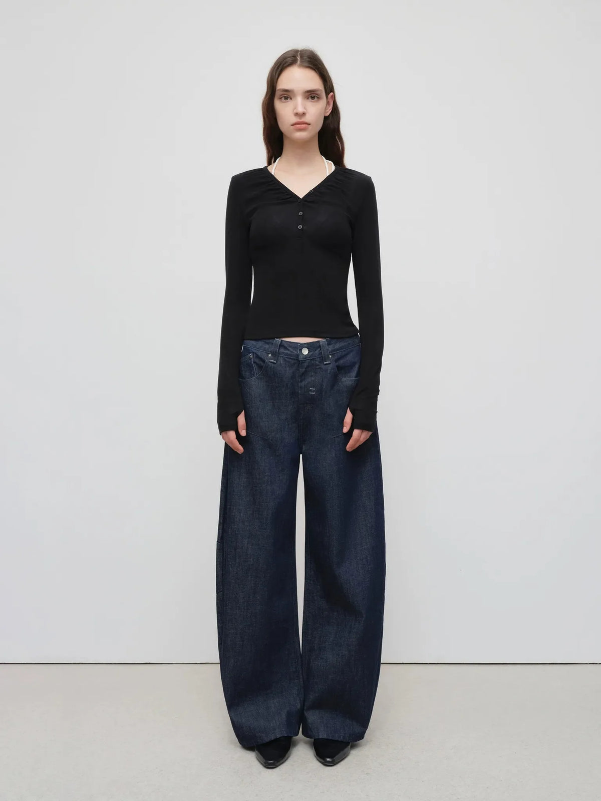 Chitu Pleated Washed Denim Jeans