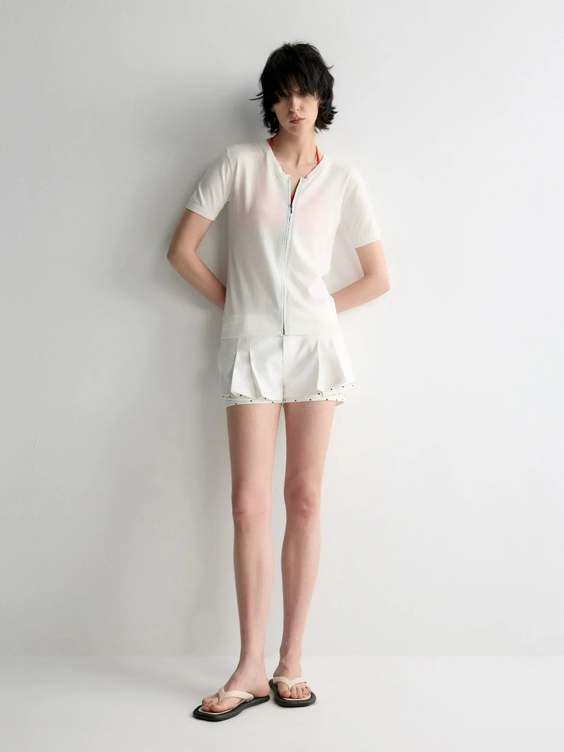 Invisible Zipper V-neck Cardigan T-shirt
