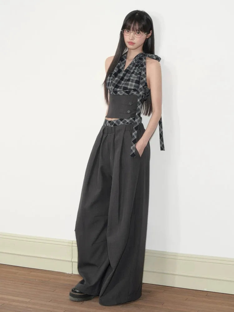Checkered Halter Top & Pants Set