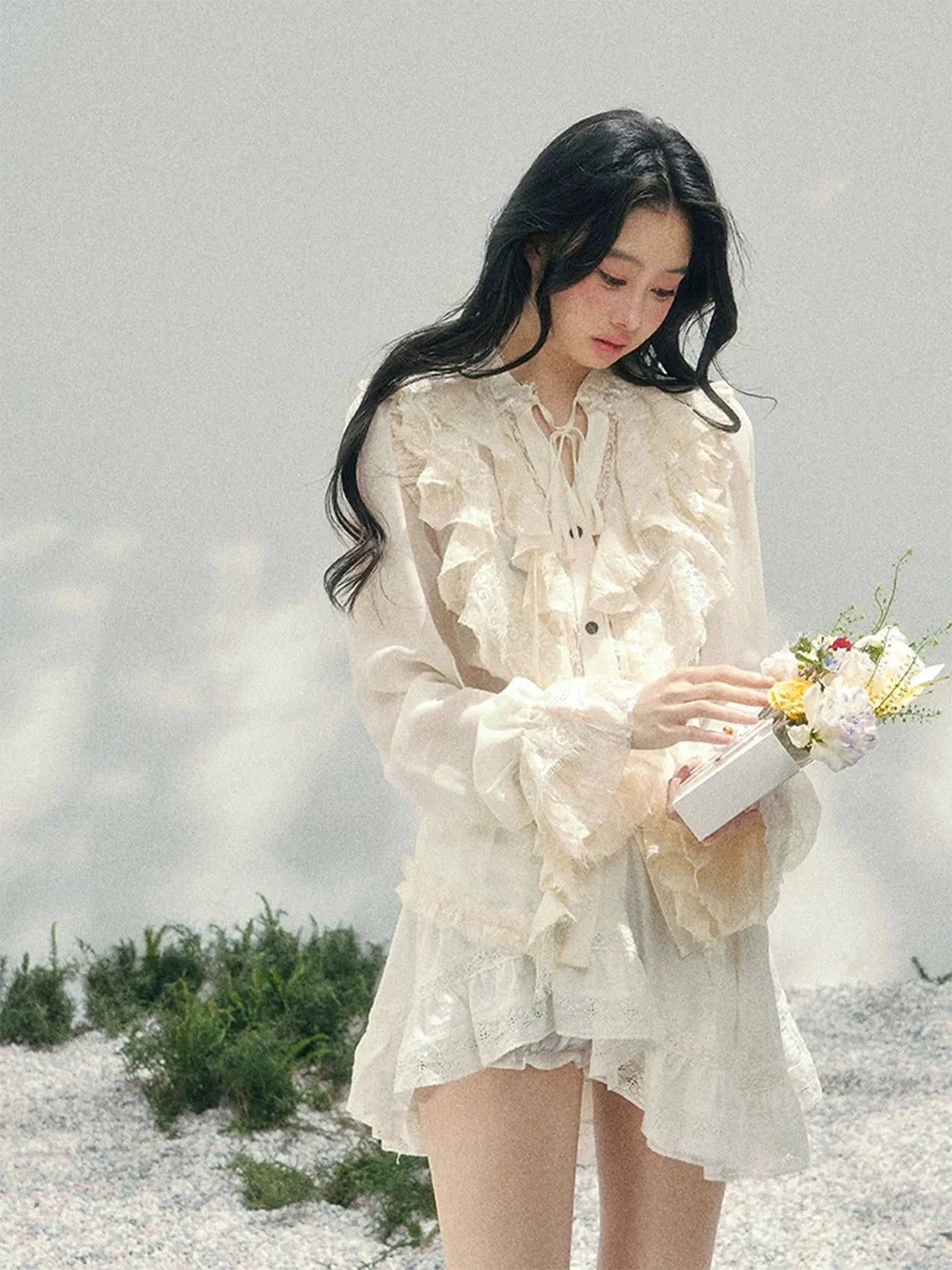 Vintage Lace Ruffle Shirt