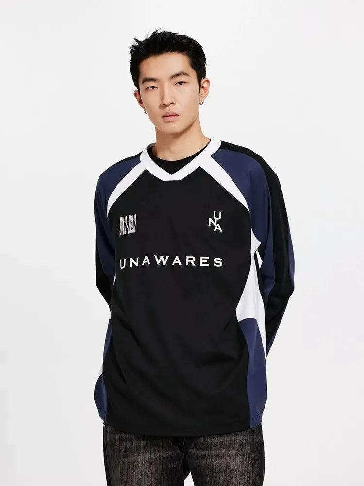 V-Neck Spliced T-Shirt