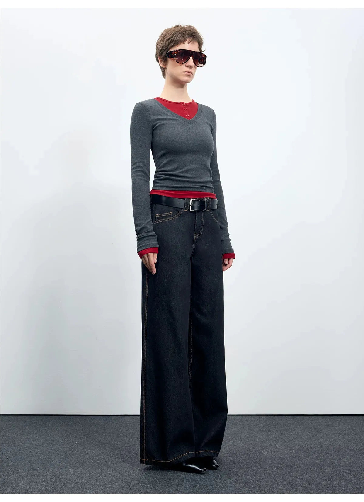Denim Mid-Low Rise Straight-Leg Jeans