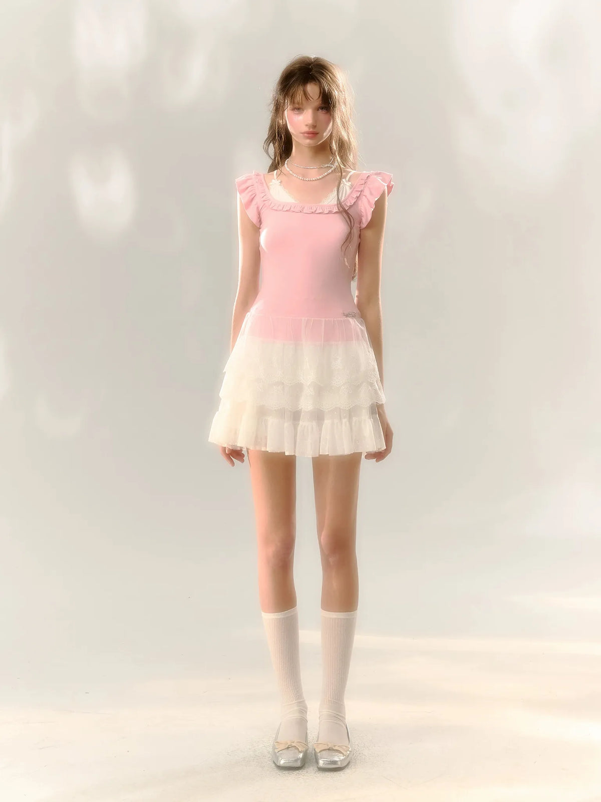 Blue & Pink Lace Trim T-shirt