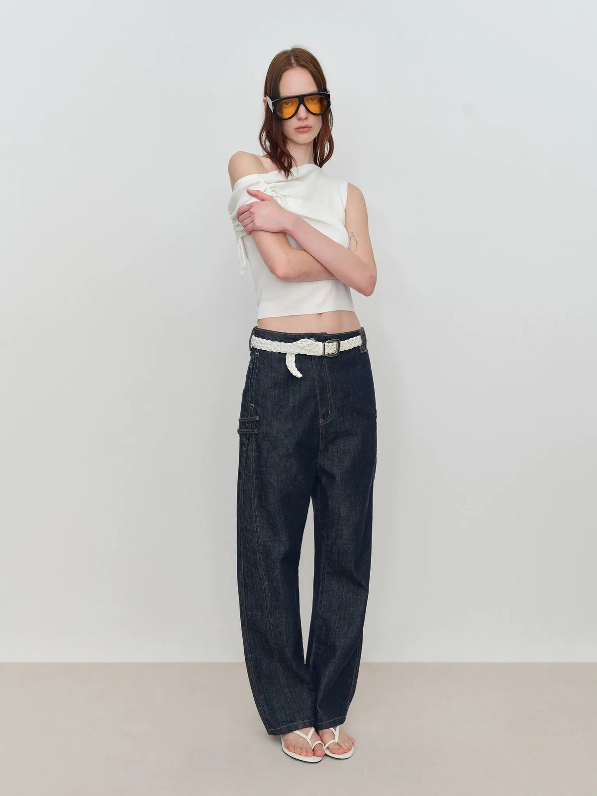 Micro Raw Denim Low-Rise Jeans