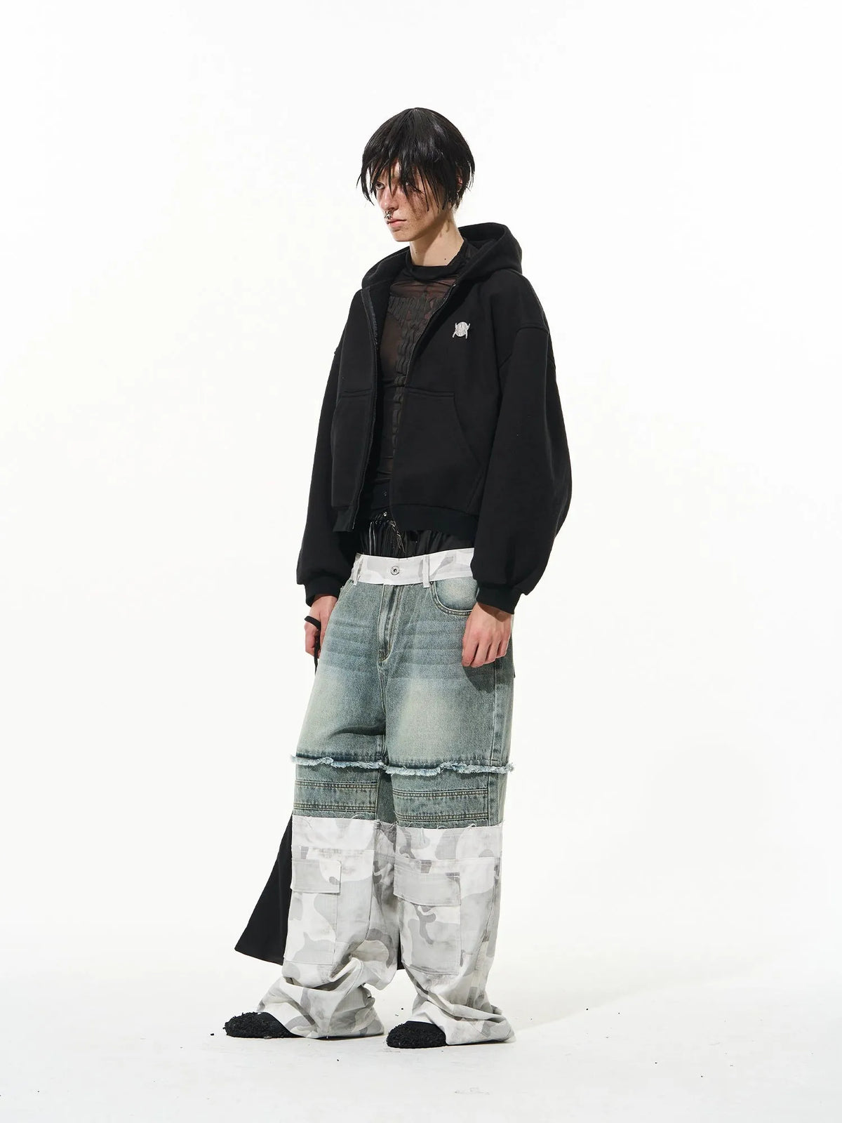 Double-Layered Camouflage Workwear Denim Pants