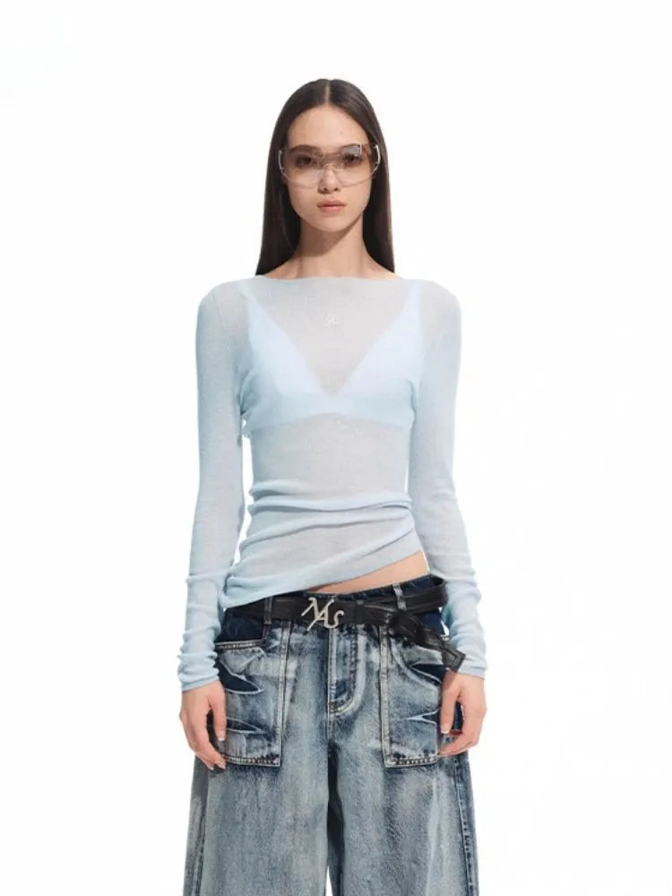 "Djembe Series" Meghan High-Neck Long-Sleeve Knit Sweater