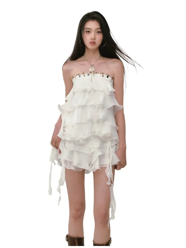 Ribbon-Strap Cake Top & Skirt Set