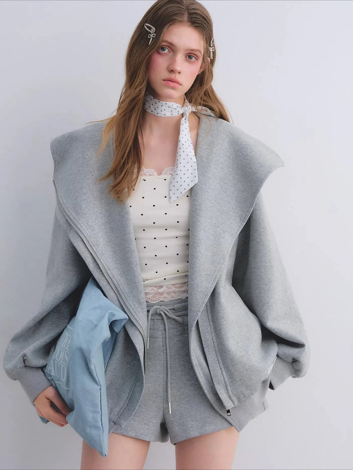 Hooded Zip-Up Sweatshirt & Flared Sweatpants Set