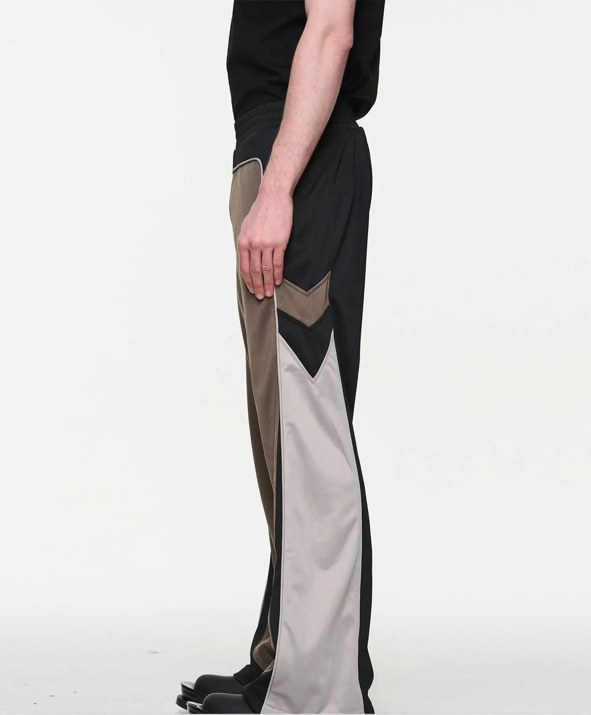 Color-Block Embroidered Straight-Leg Pants