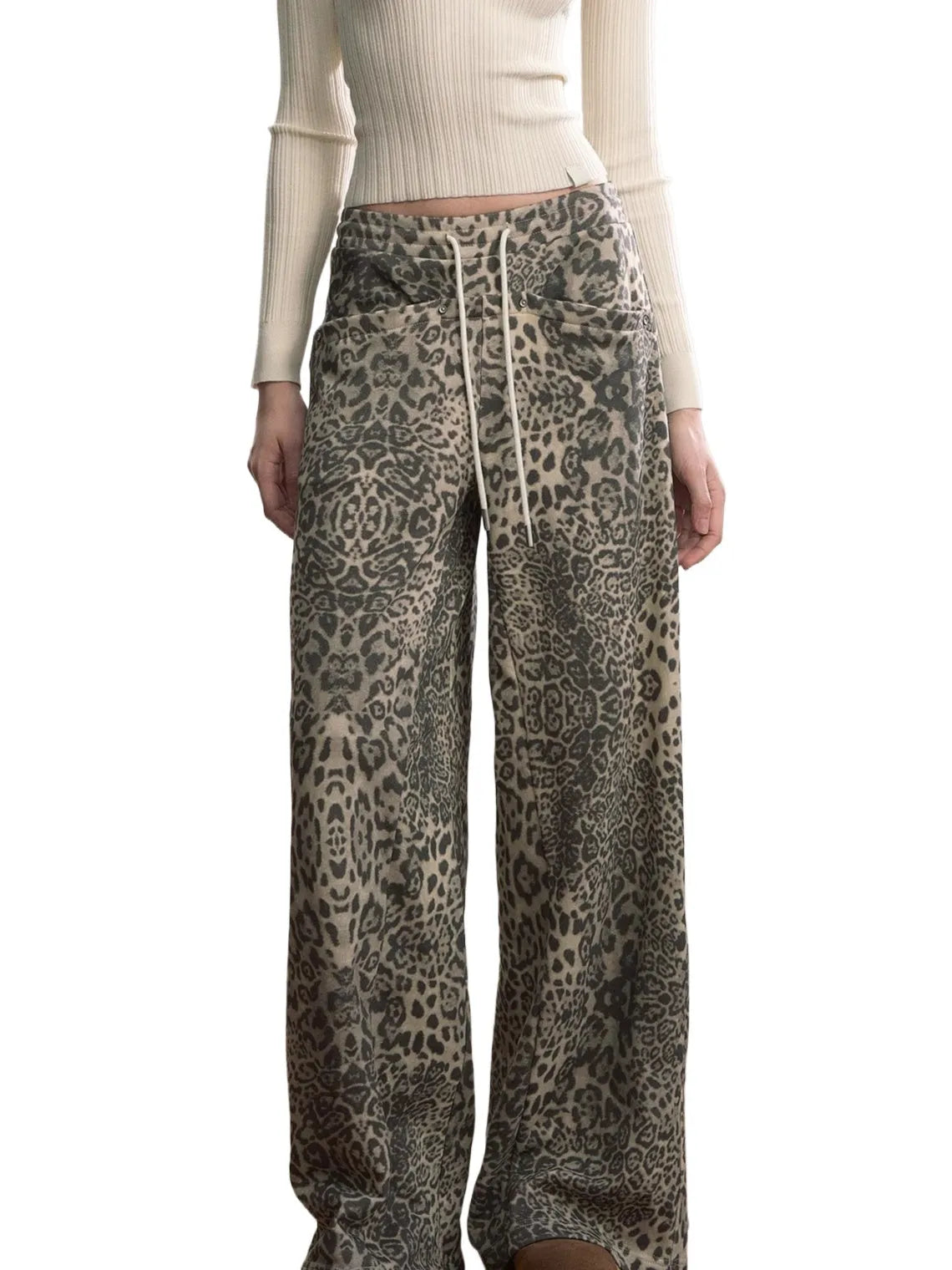 Contrast Waistband Straight-Leg Cotton Sweatpants