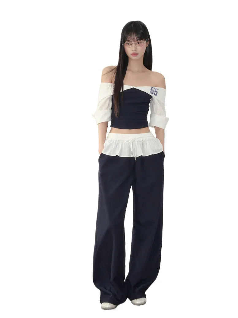 Off-Shoulder Active Blouse & Pants Set