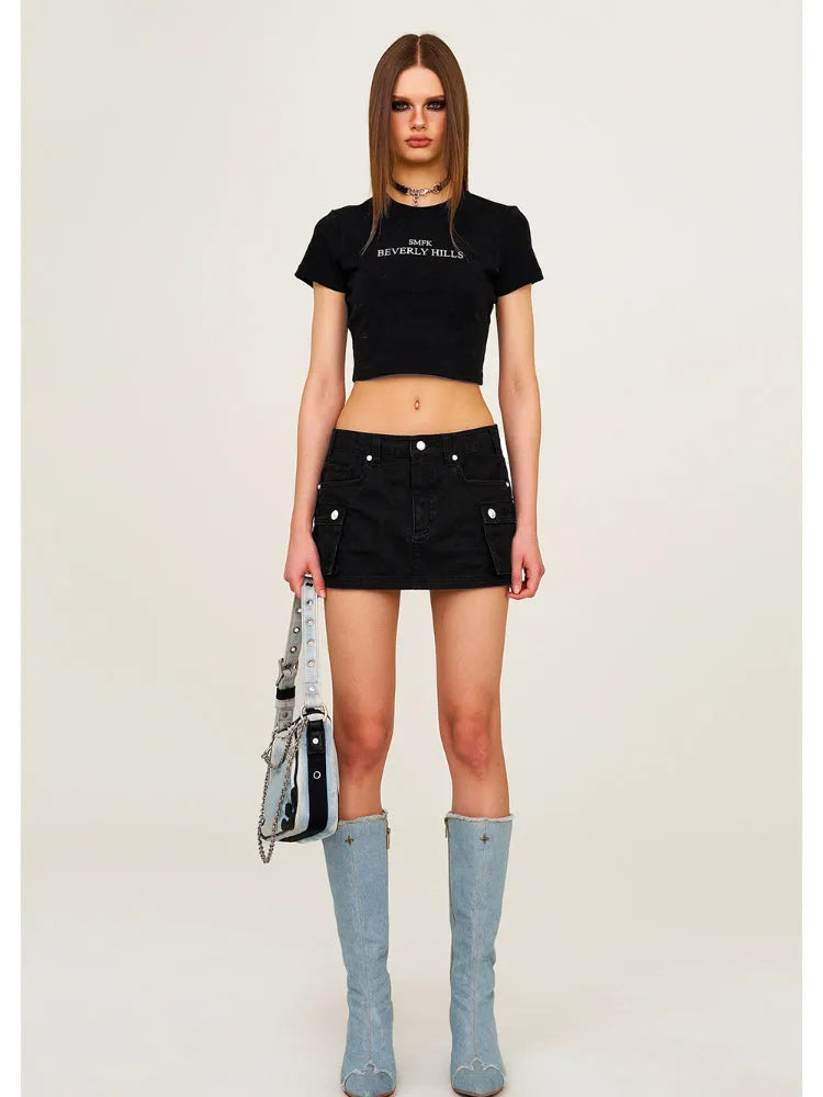 Straight - Shoulder Cropped Movie - Subtitle Short - Sleeve Tee