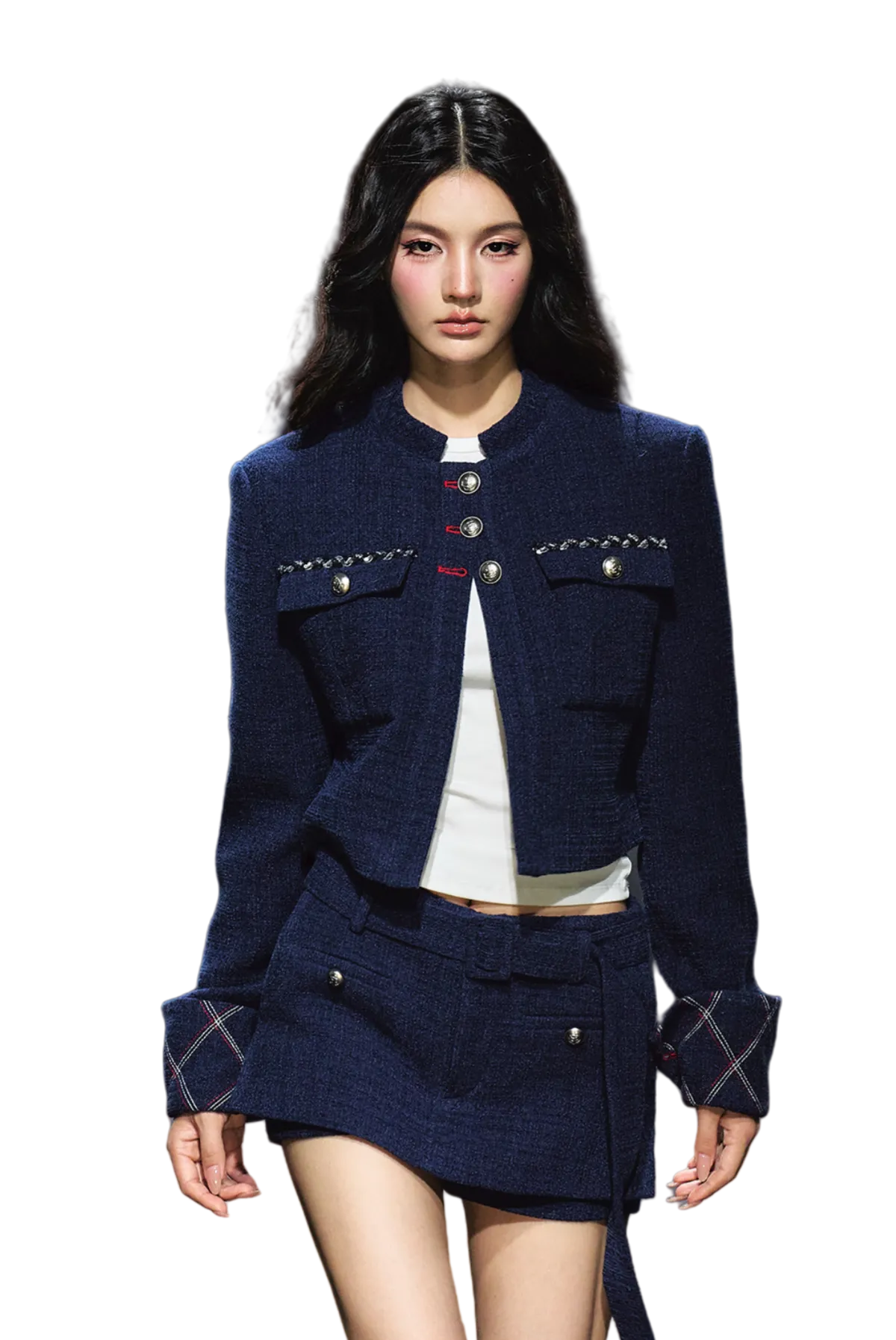Quilted Stitch Jacket & A-Line Skirt Set