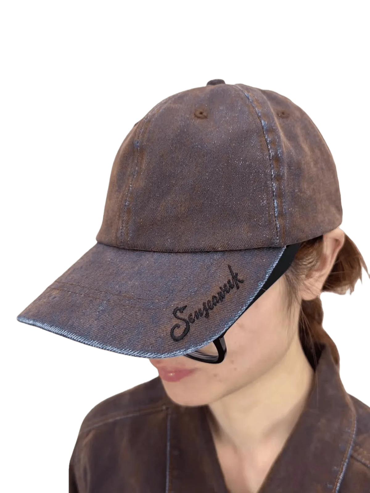 Embroidered Logo Washed Denim Baseball Cap