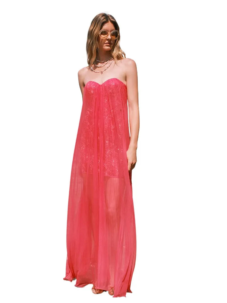 Thea Netting Skirt Lace Backless Dress