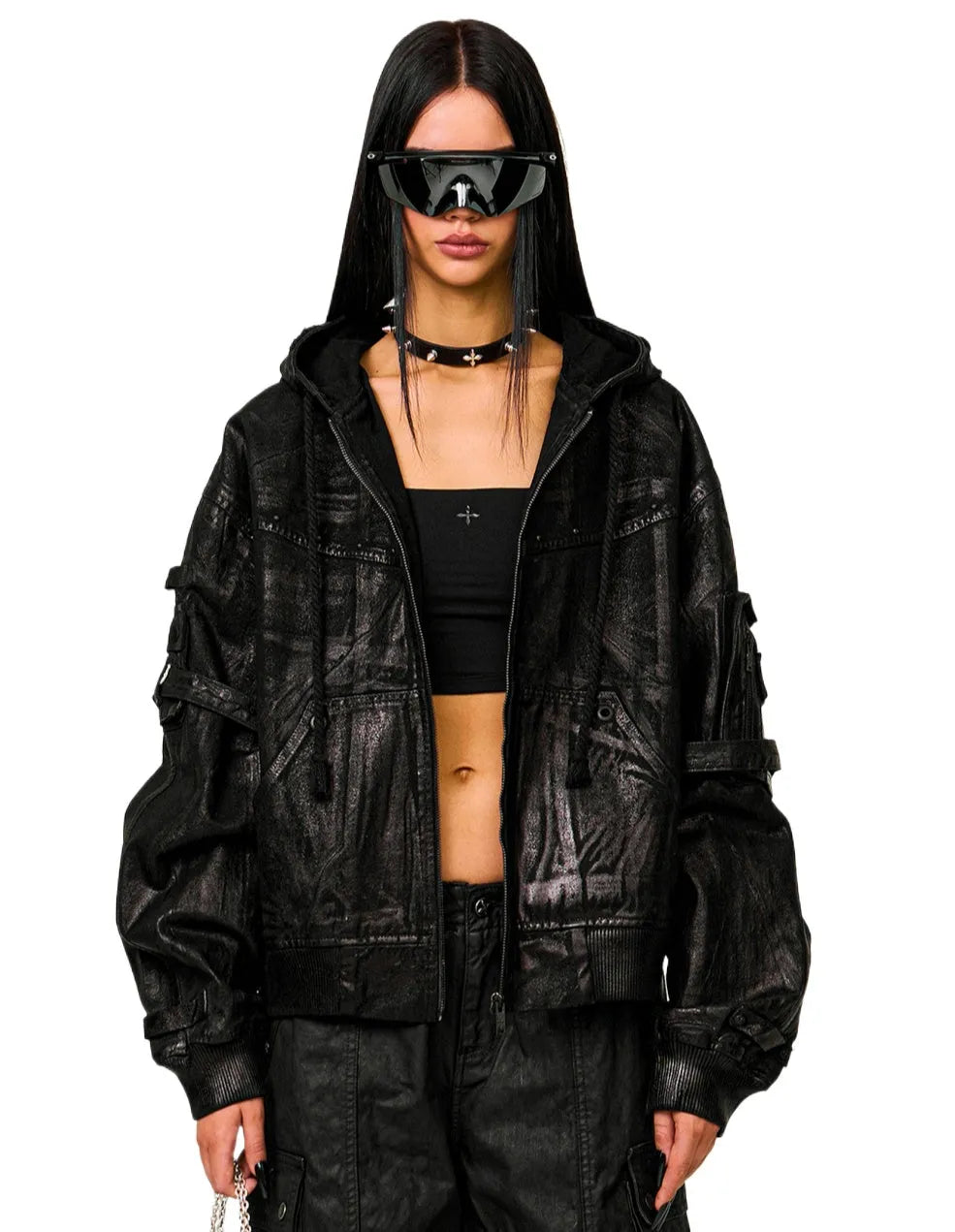 Lightning Waxed Denim Hoodie