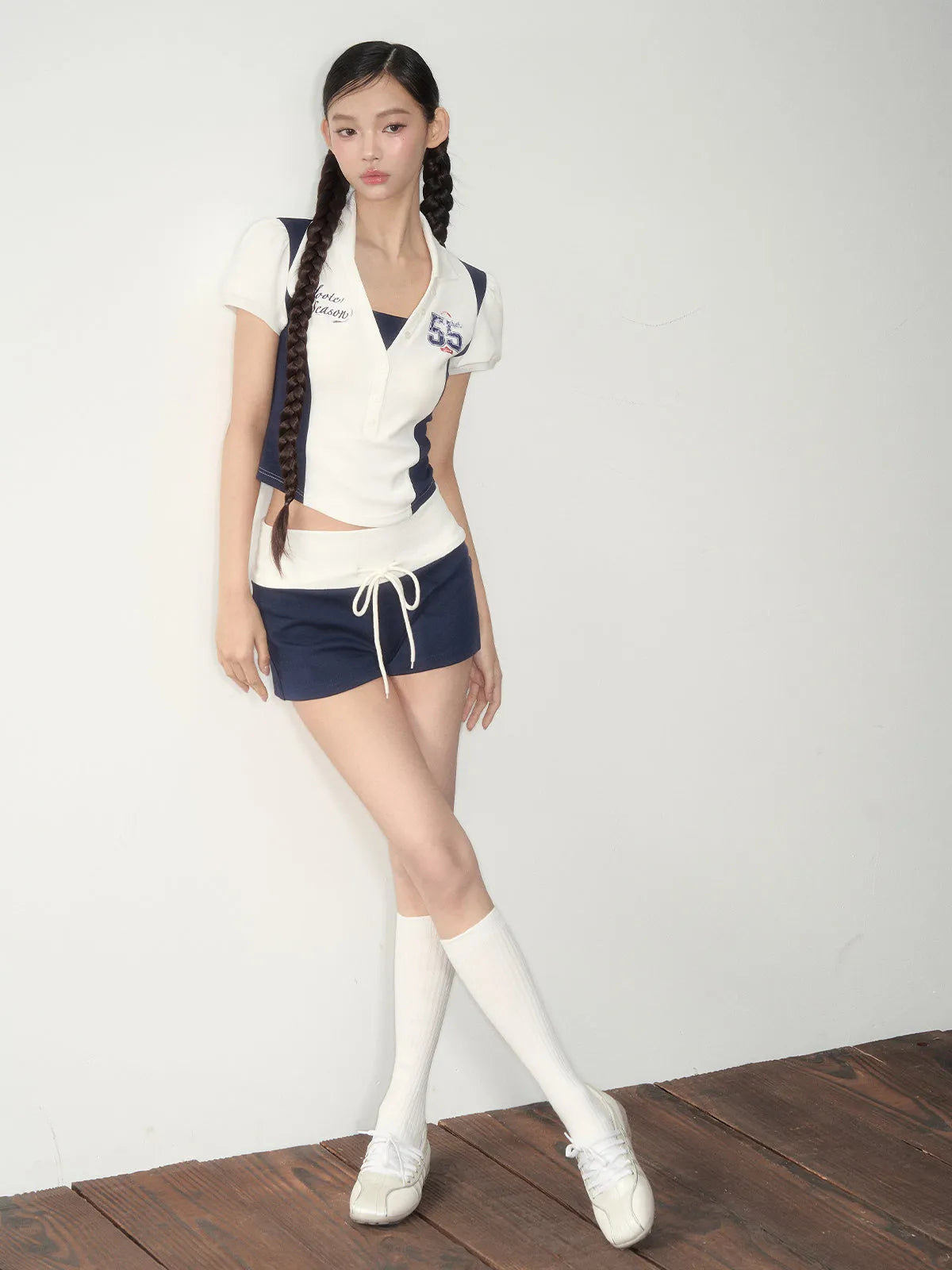 White Jersey-Style Polo & Shorts Set