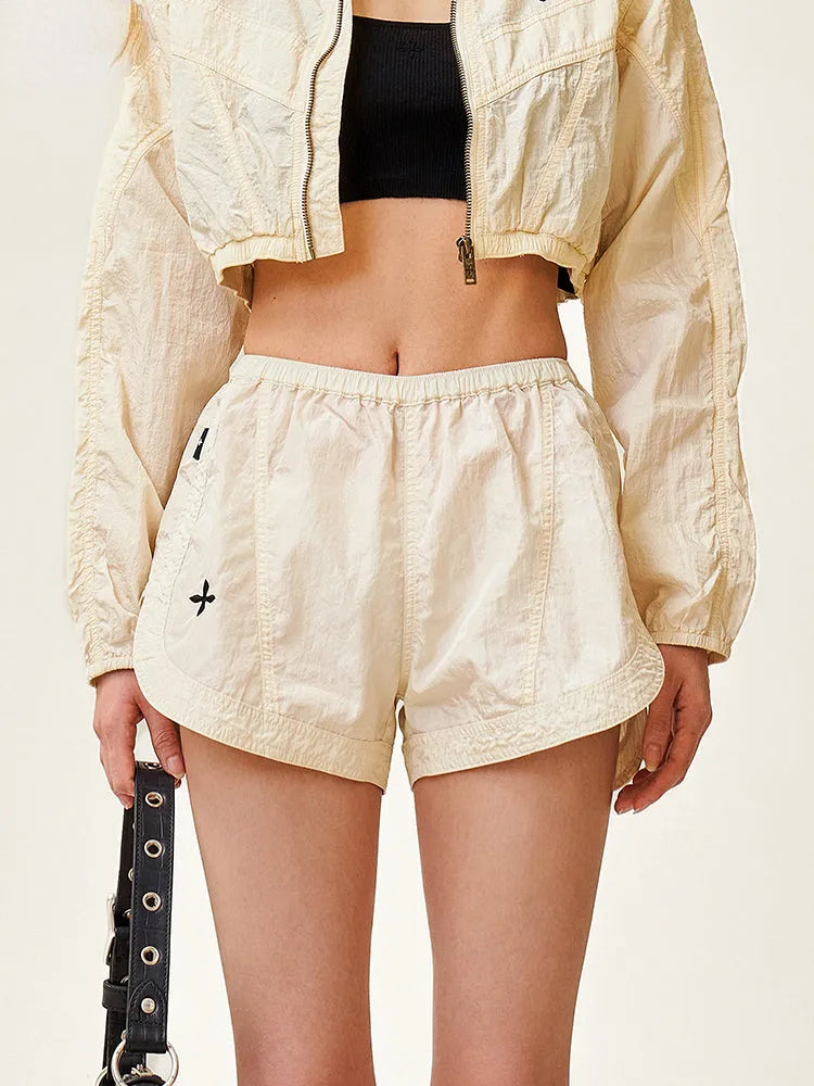 Ancient Myth Metallic Skin Embroidered Athletic Shorts