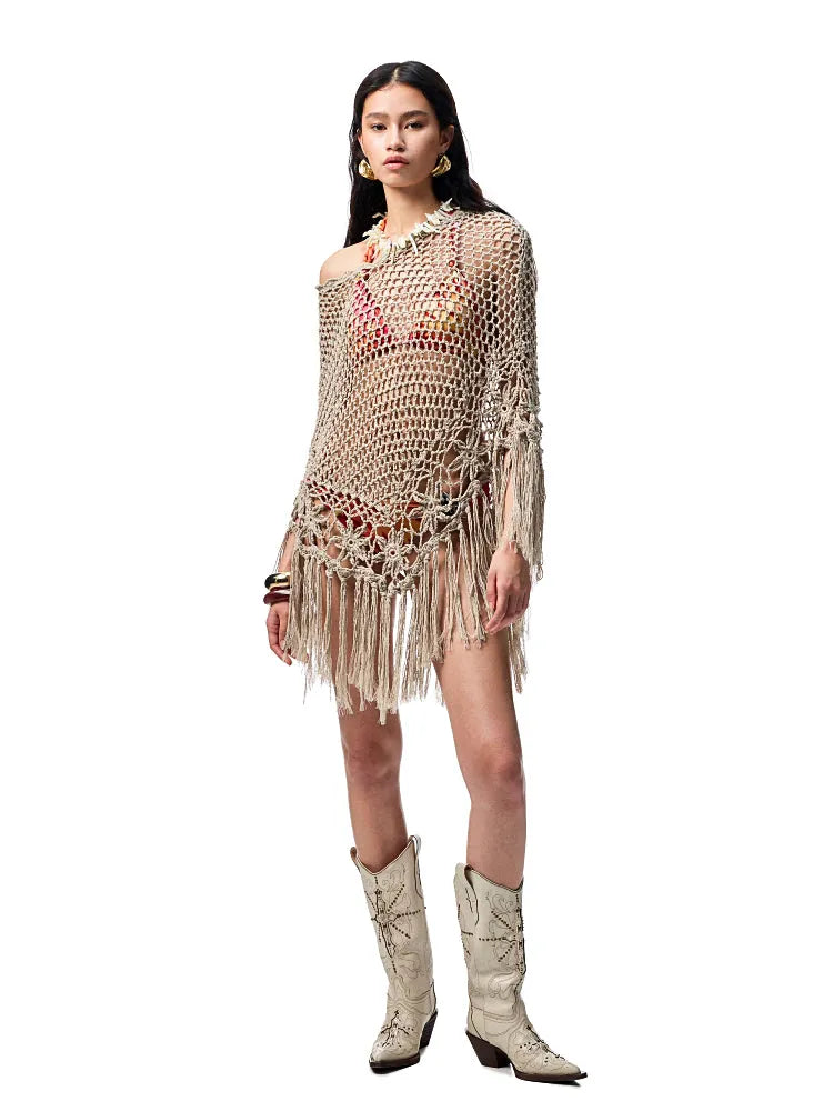 V-Mouth Pointed-Toe Leather Embroidered Denim Boots