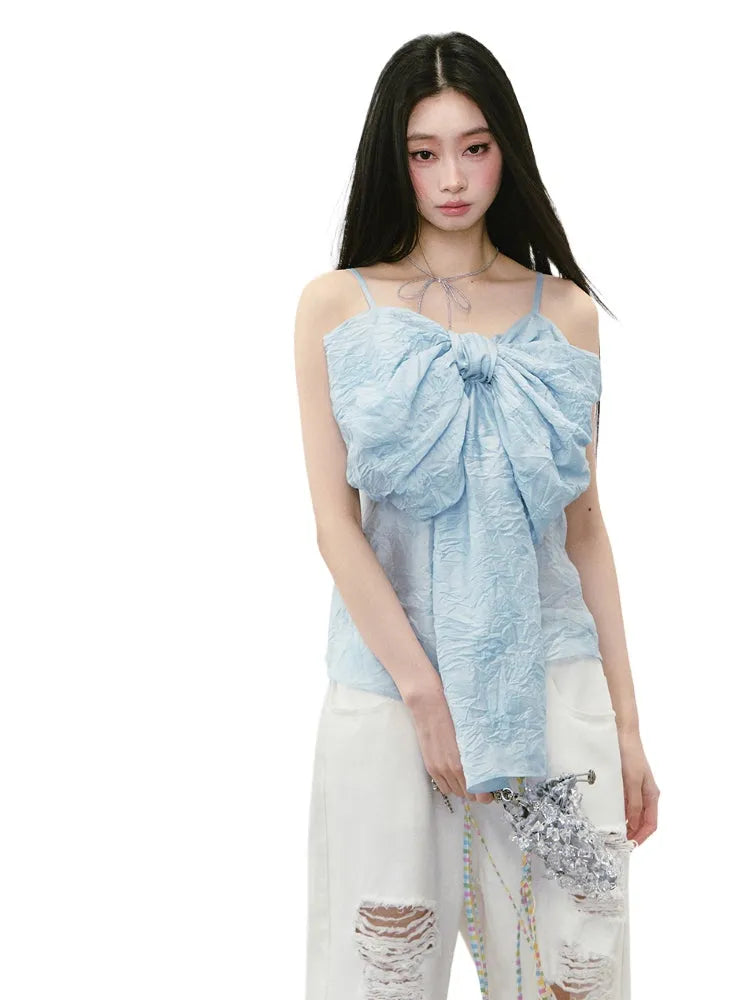 Large Bow Pleated Lightweight Cami Vest