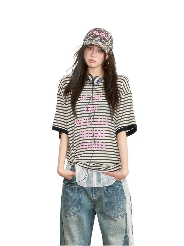 Floral Print Round Neck Short-Sleeve T-shirt