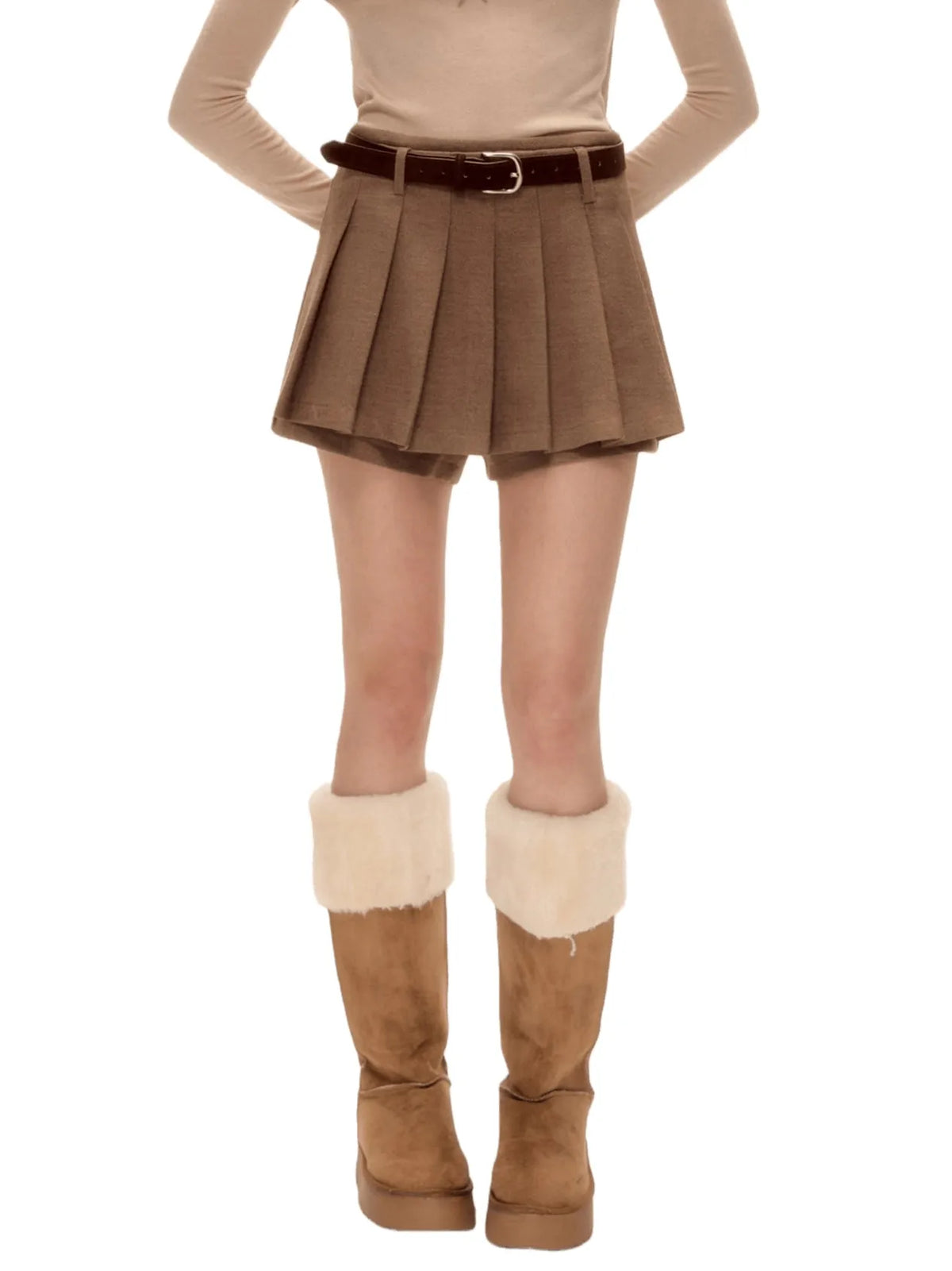 Mohair Blend Pleated Mini Skirt