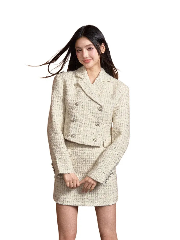 Wool Chanel-Style Short Jacket & Skirt Set