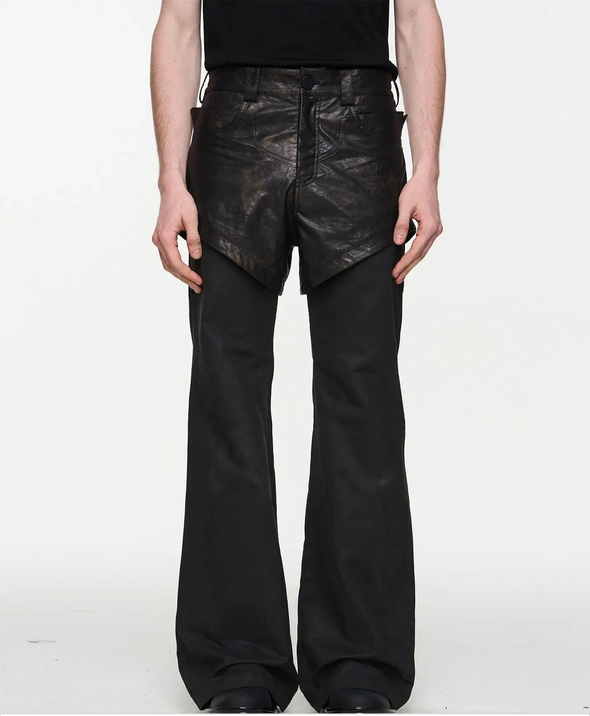 Black 2-in-1 Wide-Leg Pants