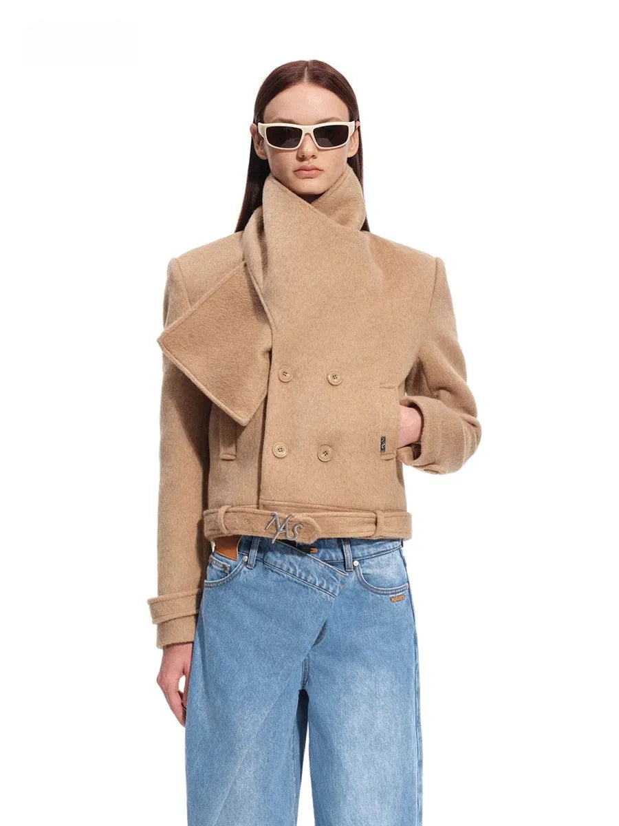 "Ross Series" Wool Scarf-Collar Coat