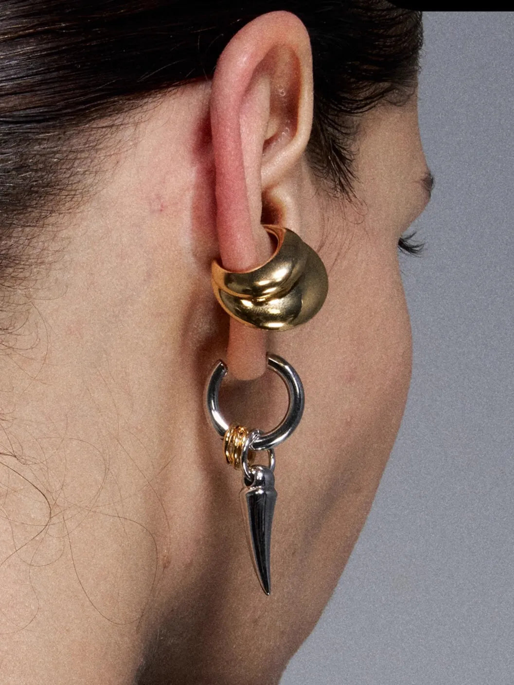 Reshaped Romance Metal Tooth Bone Earrings